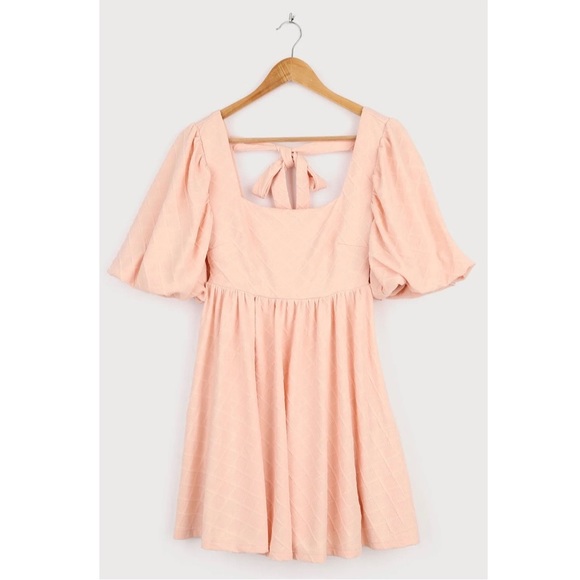 Lulus Dresses & Skirts - NWOT LULUS - Every Lovely Detail Light Pink Puff Sleeve Babydoll Dress - Size L